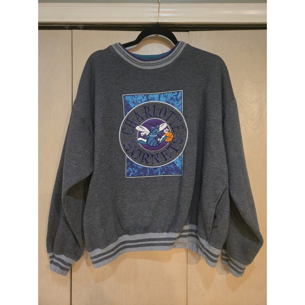 Vintage Starter Charlotte Hornets Crewneck Sweatshirt Mens L Embroidered NBA 90s